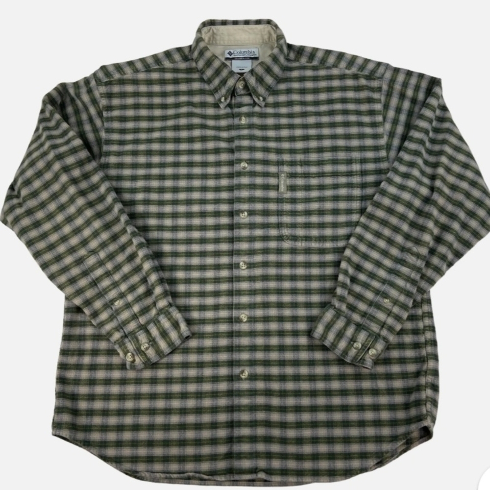 Columbia Mens Size XL 100% Cotton Long Sleeve Button Front Shirt